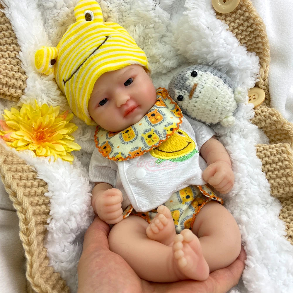 Washable Waterproof 12inch Reborn Doll Full Silicone with Soft Texture Perfect for Kids Pretend Play Parent-Child Interaction