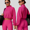 New Warm Sports Jacket Casual Loose Stand Collar Top Cardigan Women Running Fitness Sweater Jacket