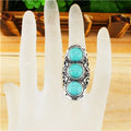 2023 Cute Bohemian Western Turquoise Adjustable Ring for Woman Gift