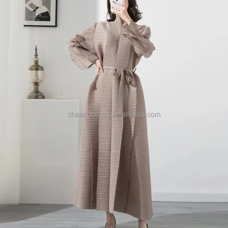 Autumn Green Turkey Party Engagement Dresses Women's Evening Dresses Elegant Costume Ledis Women's Pleated Maxi Dress
