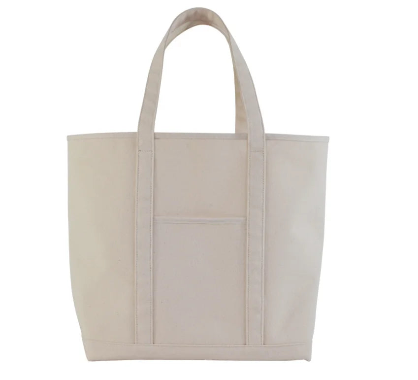 Customizable Heavy Cotton Canvas Tote Bag with Rope Handle Inside and Outside Pockets Assorted Sizes and Colors