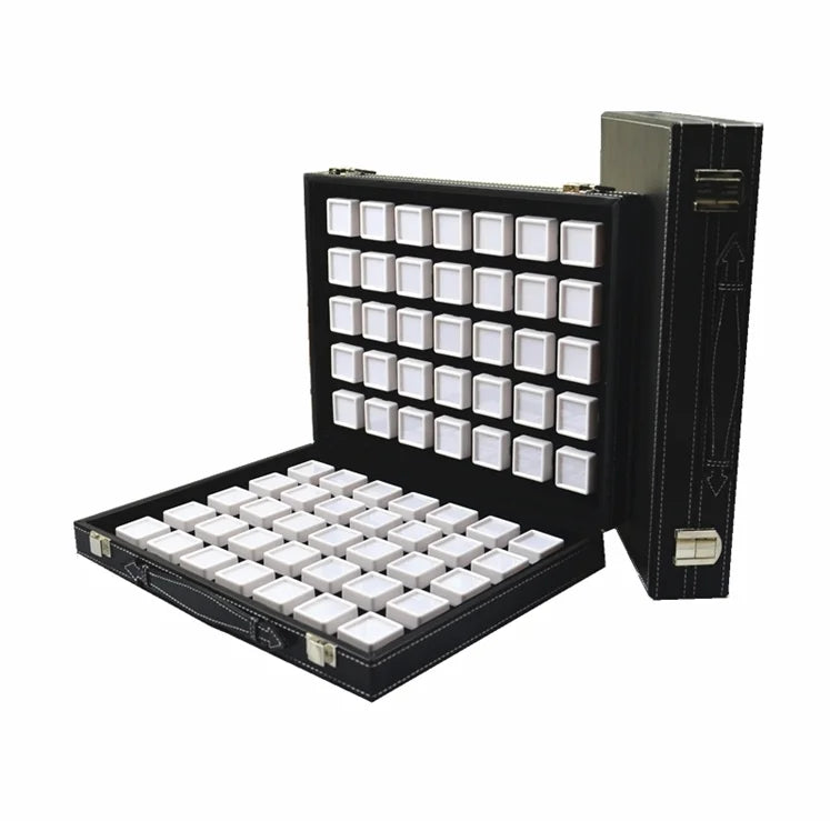 Square Transparent Diamond Display Box Acrylic Loose Gemstone Collection Storage Box with Leather Carry Case MegaBDM