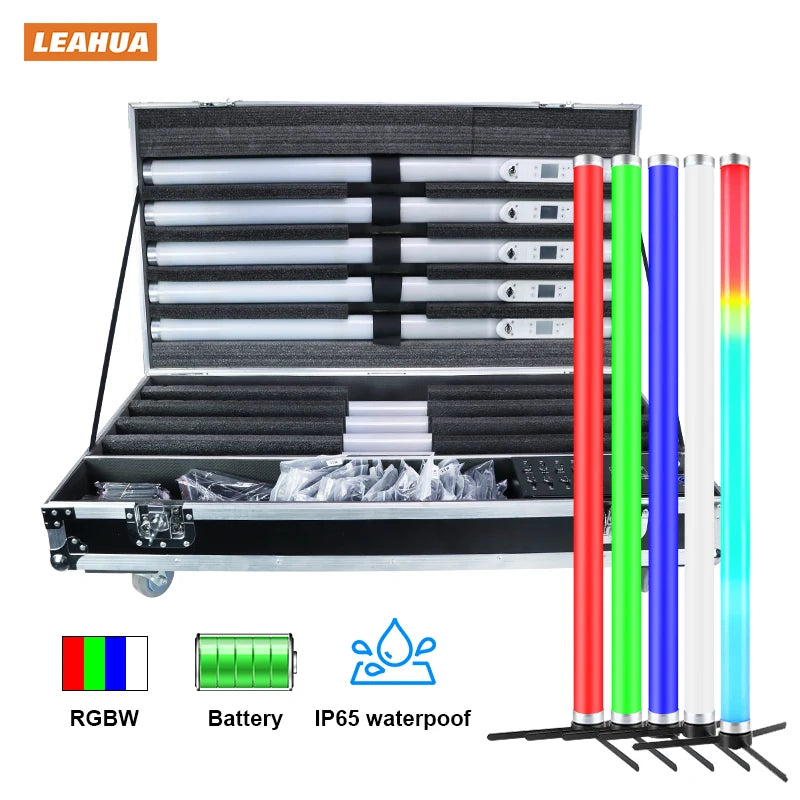 Waterproof IP65 Battery LED RGBW Tube Light with  DMX   Remote IR 1m Wireless DJ Event Show Wedding Stage CLUB Film Lighting