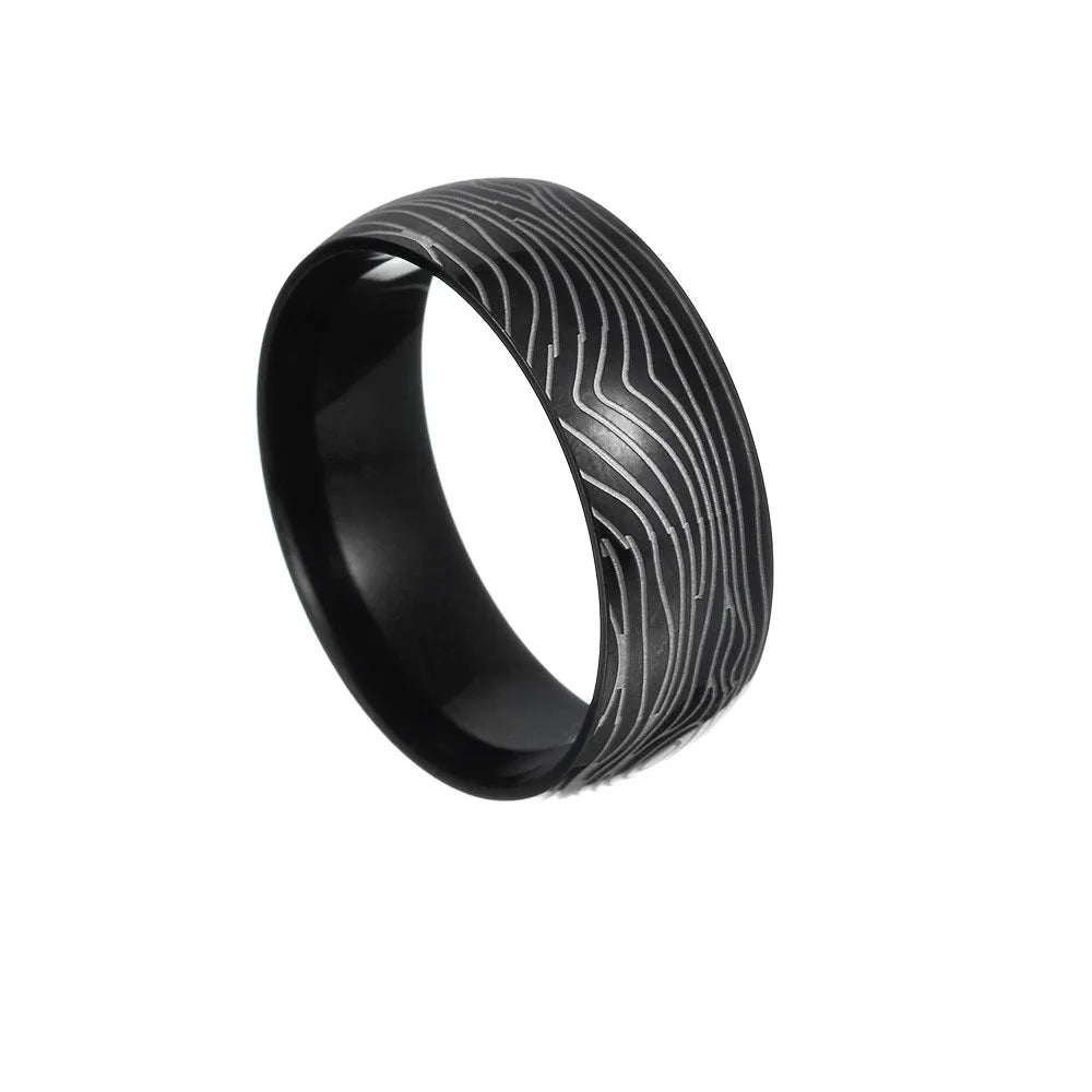 Couple Jewelry Pattern Stainless Steel Finger Ring Man Black