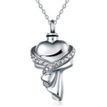 Mini Christian Classic Heart Shape Ribbon Keepsake Urn Necklace for Women Stainless Steel Memorial Cremation Pendant