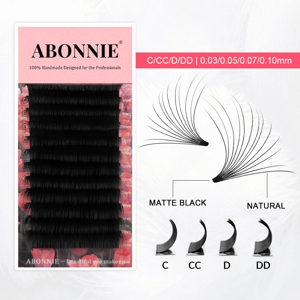 Abonnie 0.03 0.05 0.07mm Cashmere Lash Extensions Lash Trays Easy Fan Eyelash Extensions