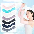 Solid Color Ice Cool Arm Cuff Sleeve Long UV Protector Elbow Brace Compression Hand Cover for Riding Driving Traveling Gardening