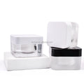 15g 30g 50g Stock Product Double Wall Square Skin Care Cream Acrylic Black White Plastic Cosmetic Jars with Seal Inner Lid
