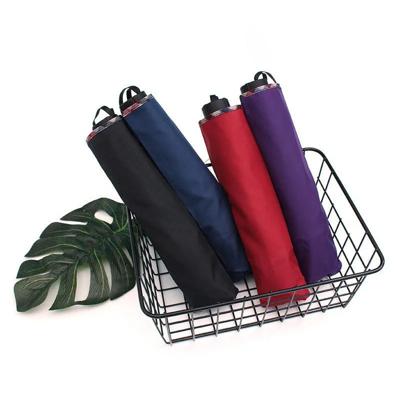 10-Bone Reinforced UV Protection Three-Fold Umbrella for Students and Business Foldable Rain and Sun Umbrella with Custom Logo