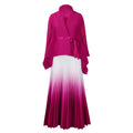 Latest Design Fall African Outfits for Women Irregular Lace up Top and Pleated Gradient Skirt Two Piece Set Women Clothing