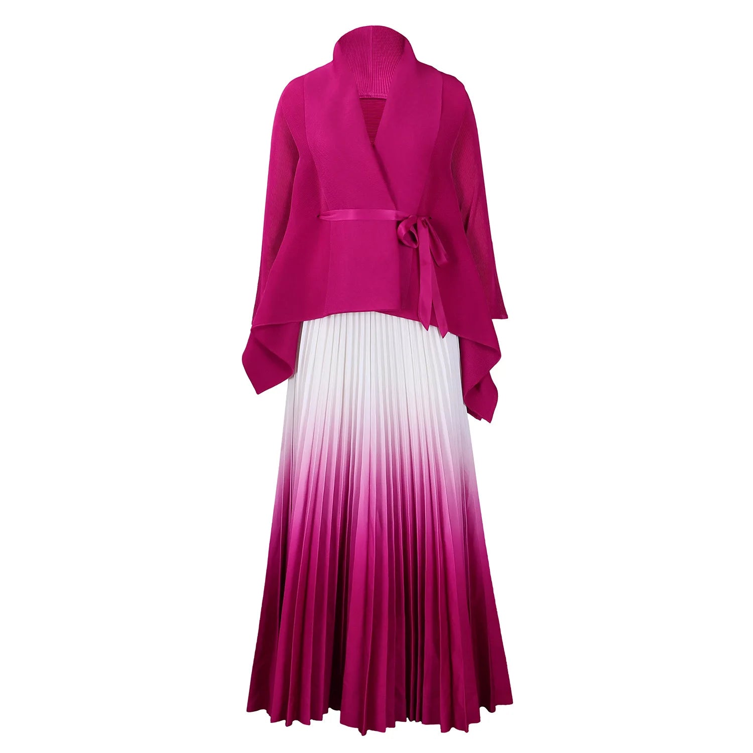 Latest Design Fall African Outfits for Women Irregular Lace up Top and Pleated Gradient Skirt Two Piece Set Women Clothing