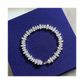 Fine Jewelry Rhodium Plated Iced Out Marquise Cut Cubic Zirconia Tennis Chain Bracelet 925 Sterling Silver Bracelets