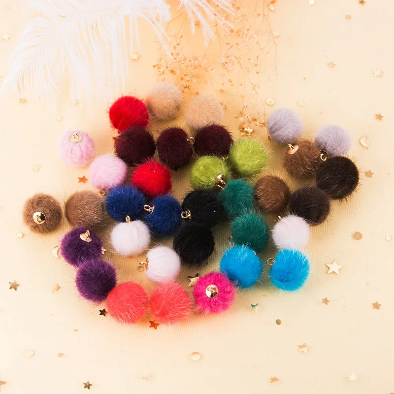Cheap 15mm Leopard Print Fur Ball Beads Handmade Accessories Colorful Round Pendants for DIY Earring Necklace Pendant