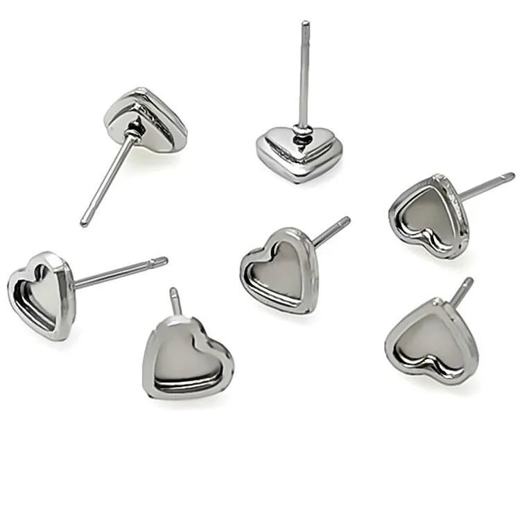 Diy Findings Stainless Steel Heart-shaped Earrings Gem Base Setting Accessories Fashion Ladies Earrings Stud