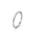 Stylish Simple Versatile Micro-paved Zircon Ring S925 Sterling Silver Rhodium-plated Stackable Thin Ring