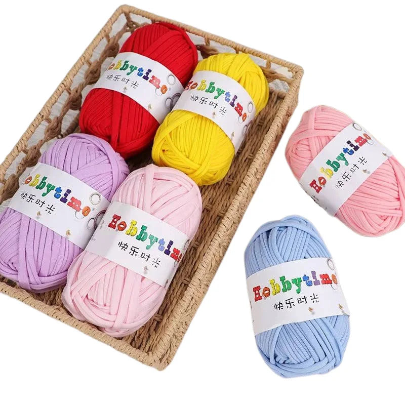 Super Soft Elastic T-Shirt Yarn for Crochet and Knitting Gradient Color Fancy Yarn for Handbags Toys Dyed Pattern for Weaving