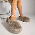 2025 Hot Sale Fuzzy Slippers Solid Color Chic Cozy Commuting Slippers Fashion Women Closed Toe Fur Slipper