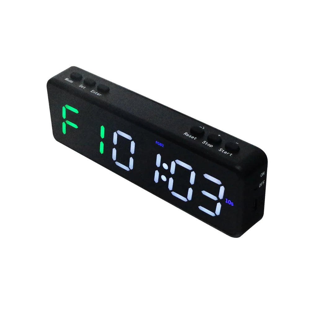 Ganxin 1 Inch Gym Clock Workout Timer Countdown Six Digit Fitness Timer Electric Power Stopwatch Clock