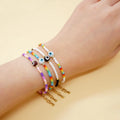 Jingcan crystal handmade adjustable glass beaded boho bracelets with eye bead  rainbow glass seed beads bracelet jewelry evil eye