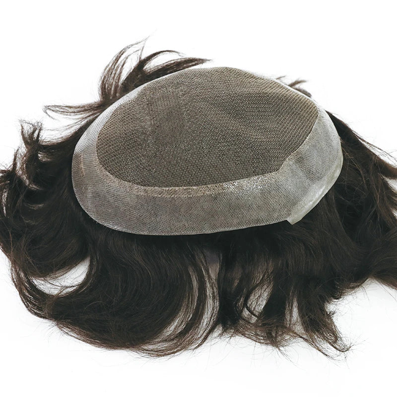 EMEDA India Remy Hair Prosthesis Hair Australia Toupee Poly Around Toupee for Barber