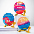 2025 New Design Gold Metal Stand Crystal Glass Awards Plaque Trophy MH-NJ0682