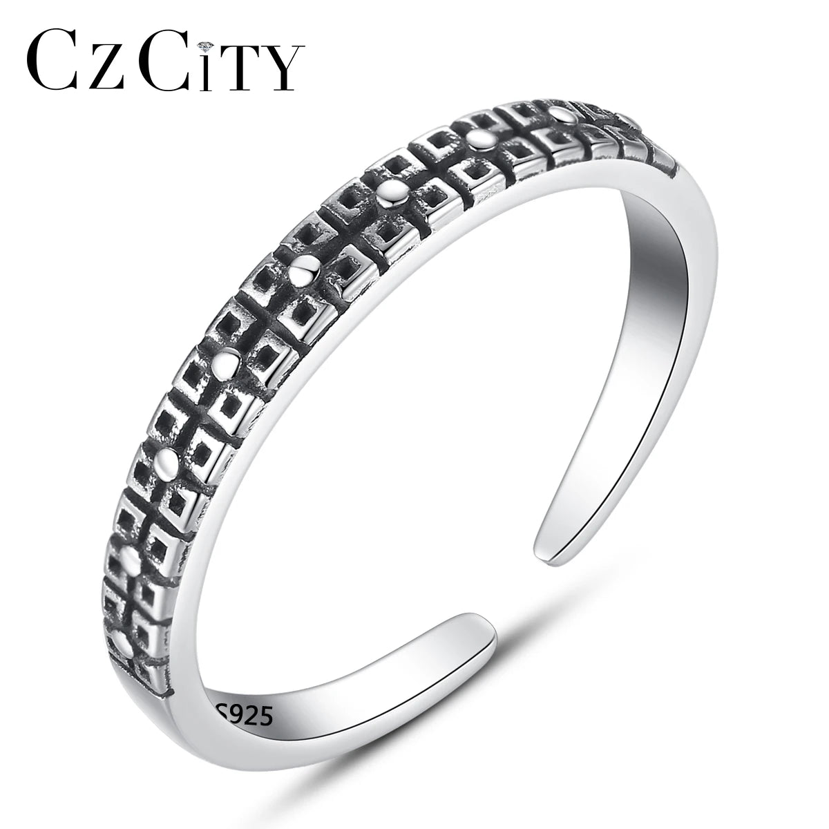 CZCITY Woman Hand Accessory Vintage Punk Unisex Unique Trending Silver Black Girl Knuckle Ring