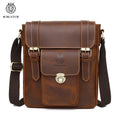SCHLATUM Men's Single Shoulder Bag Stylish Retro Square Crazy Horse Genuine Leather Vintage Fashion with Front Phone Pocket