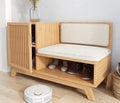 Hot Selling Modern Bamboo Wood Storage Shoe Bench Rack Cabinet with Cushion for Entryway