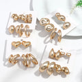 Wholesale Luxury Vintage Gold Plated Hoop Earrings Set High-grade Irregular Matte Trendy Geometric Pattern for Party