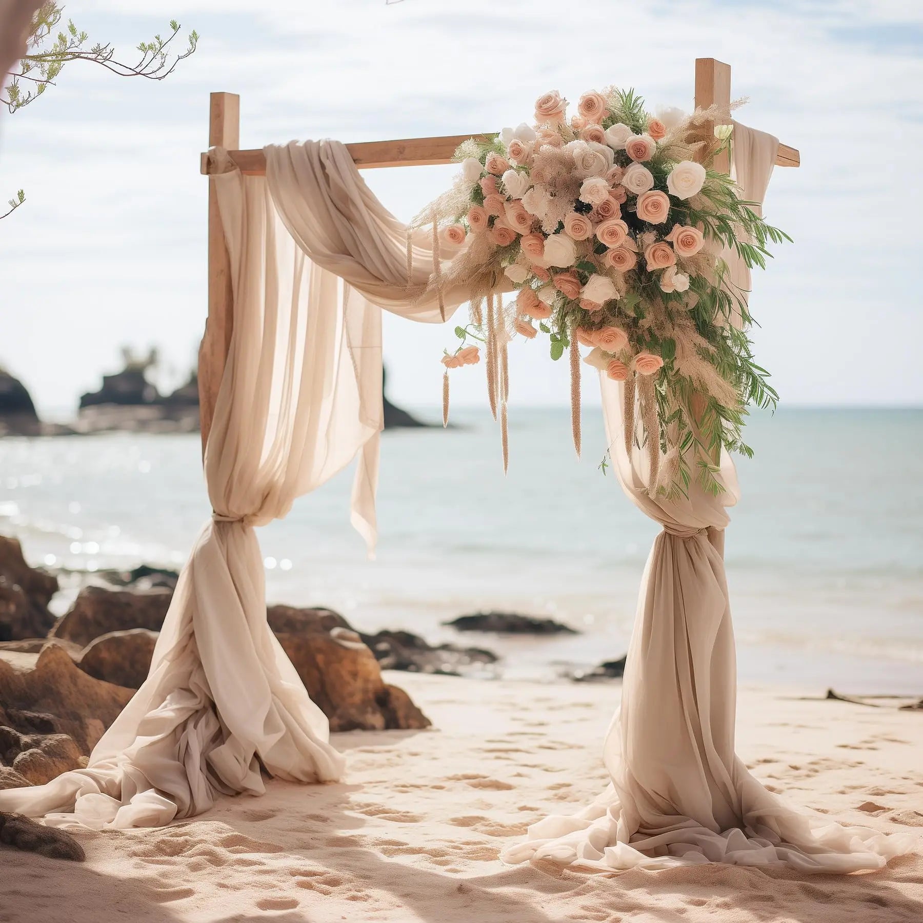 Q7 Chiffon Wedding Arch Drapery Champagne Outdoor Church Ceremony Backdrop Birthday Decorate Rose Party Fabric Draping Fabric