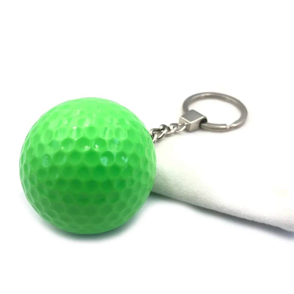 Wholesale Green Golf Ball Metal Skeleton Style Keychain with Die Cutting Printing and Custom Logo for Car Decoration