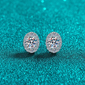 1-2 Carat Oval Cut Diamond Earring 925 Sterling Silver Lab Created D Color VVS1 Fine Jewelry Moissanite Princess Stud Earrings
