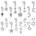 New Stainless Steel Punk Style Fake Belly Button Ring with Zircon Heart Shape Moon & Stars Design for Wedding Party Gift