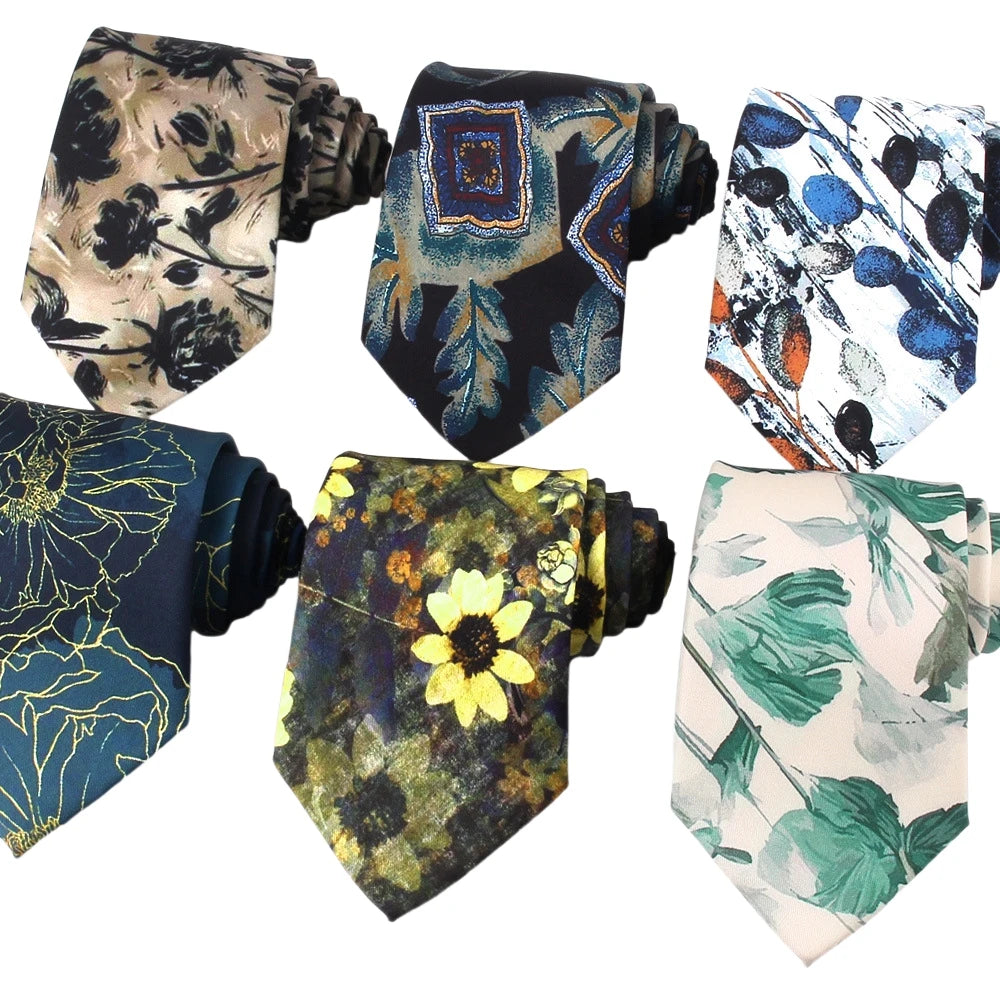 Men's Fashion-Forward Floral Print Polyester Tie Trendy Hip-Hop Style for Parties and Performances