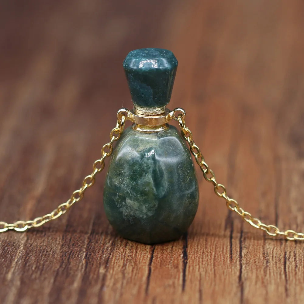 Hongzhuo Wholesale Perfume Bottle Aroma Oil Diffuser Pendant Indian Agate Necklace