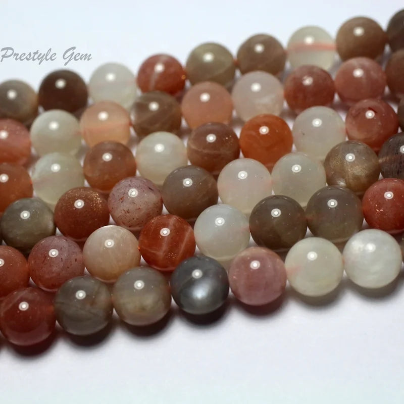 Wholesale Natural Mixed Color Moonstone 8mm Smooth Round Loose Beads Gem Stone for Jewelry Making