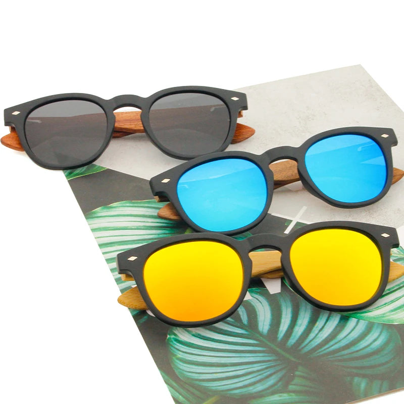 Classic Versatile Wooden Temples Sunglasses: Polarized Lenses & Custom Logo for Outdoor Use