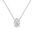 Dylam Charm Classic 925 Sterling Silver Link Chain Solitaire Oval 8A Crushed Iced Cut Zirconia Pendant Necklaces for Women