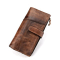 Vintage Clutch RFID Cowhide Leather Wallet for Men Long Style Casual New Zipper with Custom Candy Logo Genuine Leather Polyester