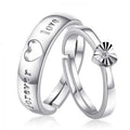 Romantic Simple Heart Matched Couple Ring for Wedding Jewelry Valentine's Day Gift Open Adjustable Ring