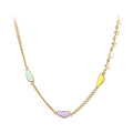 14K Gold Plated Stainless Steel Jewelry Star Chain Stitching Epoxy Teardrop Charms Quirky  Accessories Necklaces P223290