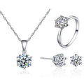 Silver Luxury Crystal Necklace Earrings Rings Bridal Jewelry Sets for Women Girls Wedding Fashion Jewelry