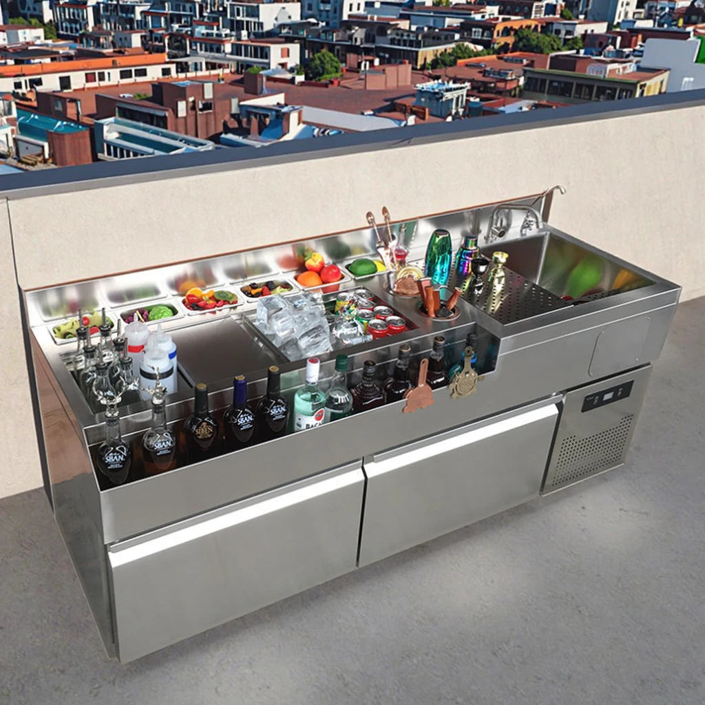 OEM Commercial Demountable Modular Stainless Steel Cocktail bar Station Mobile 220V bar Cocktail Station Bartender Counter