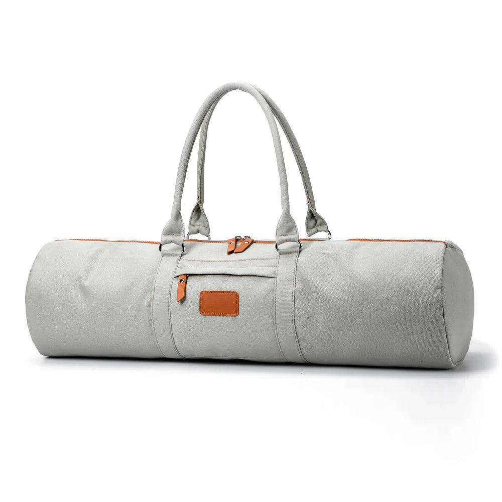 Yewayoga Sport Style Foldable Tote Zip-Up Yoga Mat Bag with Custom Logo Cotton Canvas Material for Yoga Rug and Travel