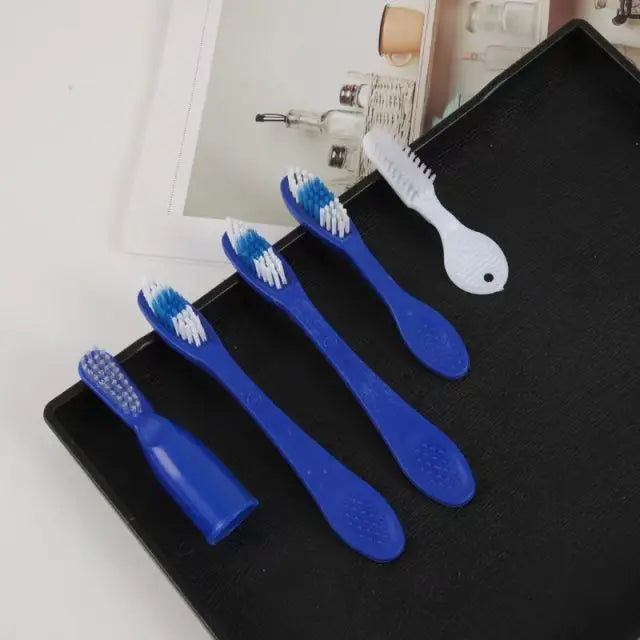 Medium Bristle Soft Silicone Toothbrush with Short Handle Detention Center Finger Set for Travel Wholesale