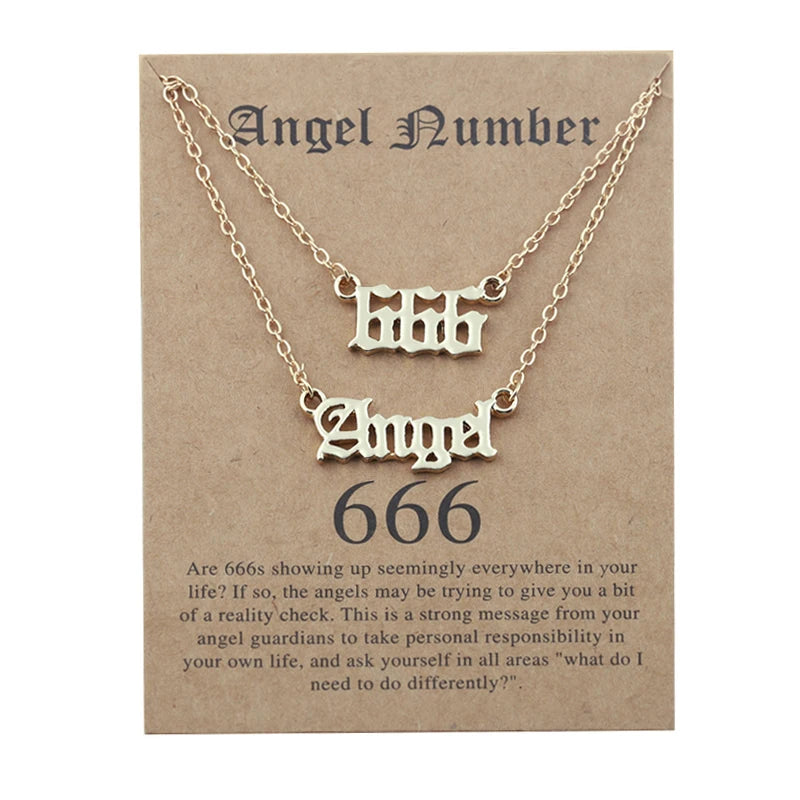 2pcs/Set Gold Silver Plated 111 222 333 444 555 666 777 888 999 Women Angel Number Necklace With Card