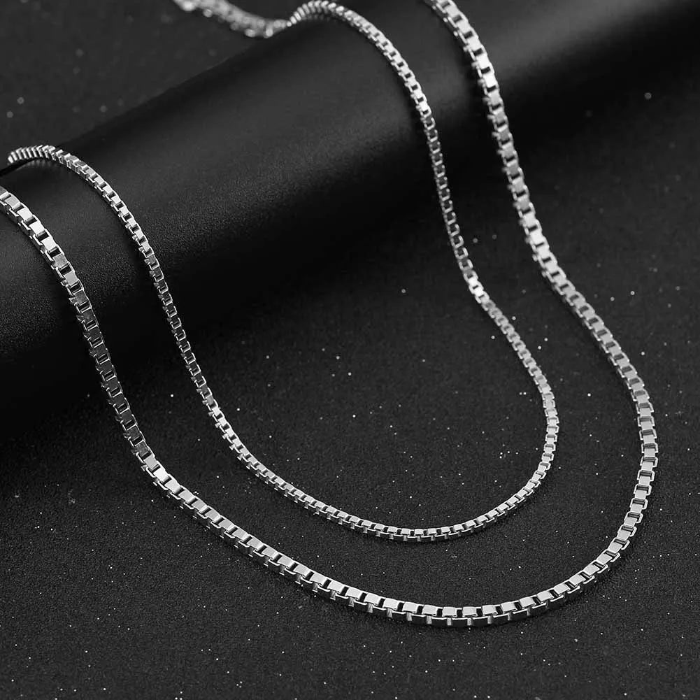 RINNTIN SC32 Hot Sale Chain Jewelry Wholesale 925 Sterling Silver Box Chain Necklace for Women Men 925 Silver Jewlery