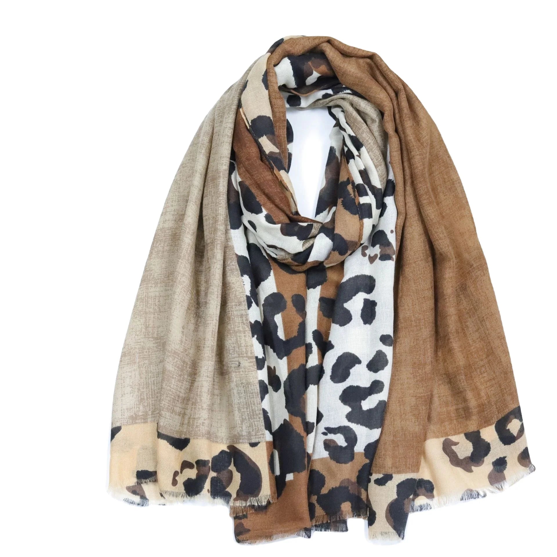 Designer Scarf Styles Polyester Animal Leopard Mixed Printed Scarf Fashion Shawls Scarves for Women