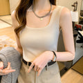 Women's Suspender Vest With Slim Bottoming Shirt Solid Color Sleeveless Short Knitting Sling