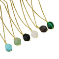 Simple Style Autumn and Winter Jewelry Color Natural Stone Necklace High Sense Pendant Stainless Steel Natural Stone Necklace
